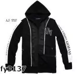 manteau hommes veste mode hoodie armani two side char noir